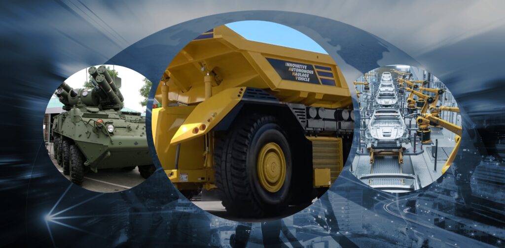 Image showing the three main industries of defence, mining and automotive